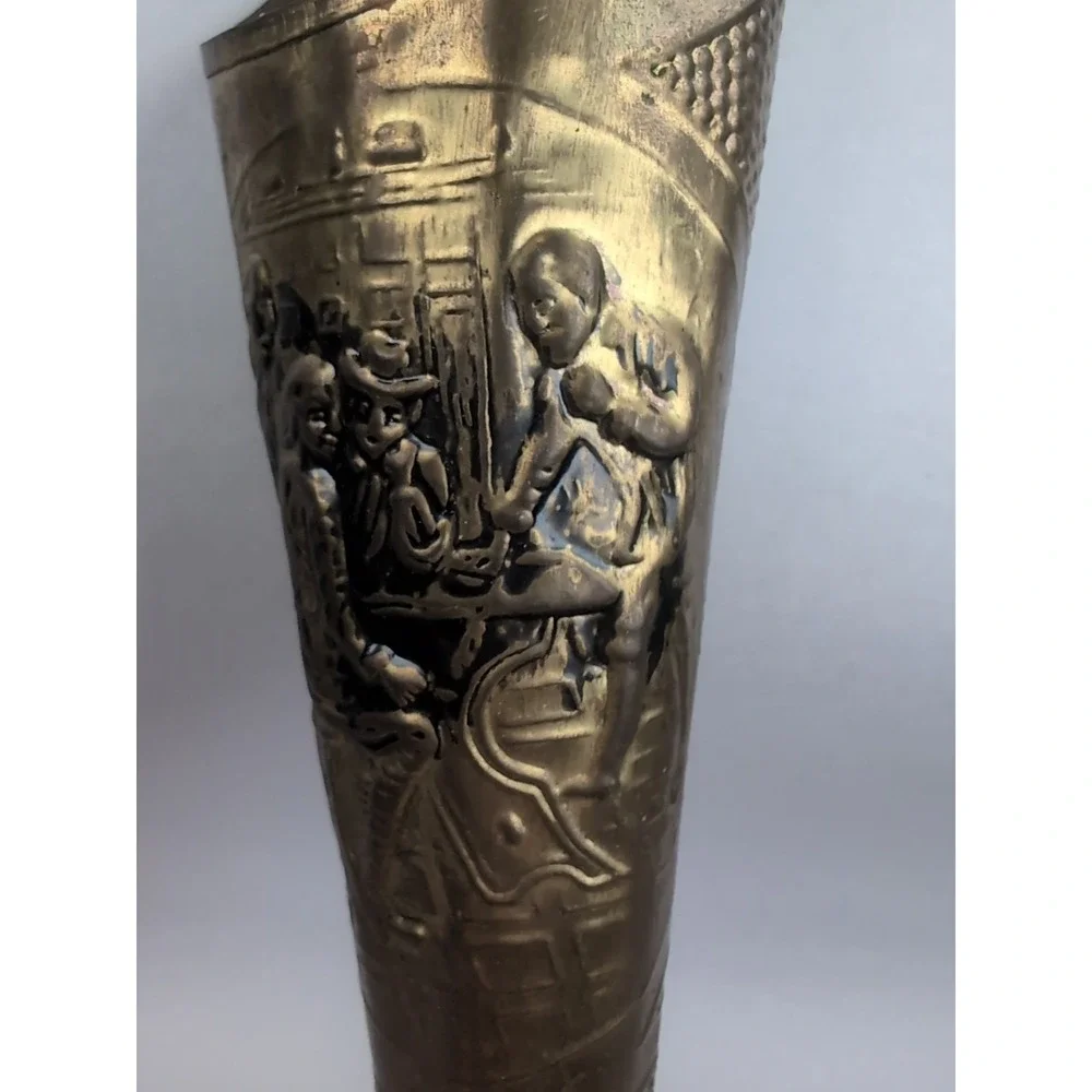 Brass Repousse Wall Vase Match Holder/Fireplace Mount 11